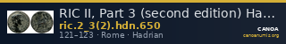 RIC II, Part 3 (second edition) Hadrian 650 — CANOA