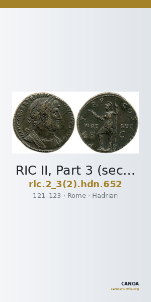 RIC II, Part 3 (second edition) Hadrian 652 — CANOA