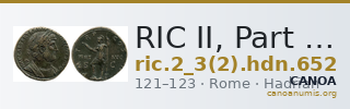 RIC II, Part 3 (second edition) Hadrian 652 — CANOA