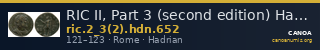 RIC II, Part 3 (second edition) Hadrian 652 — CANOA