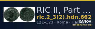 RIC II, Part 3 (second edition) Hadrian 662 — CANOA