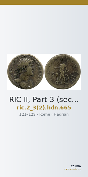 RIC II, Part 3 (second edition) Hadrian 665 — CANOA
