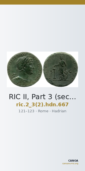 RIC II, Part 3 (second edition) Hadrian 667 — CANOA