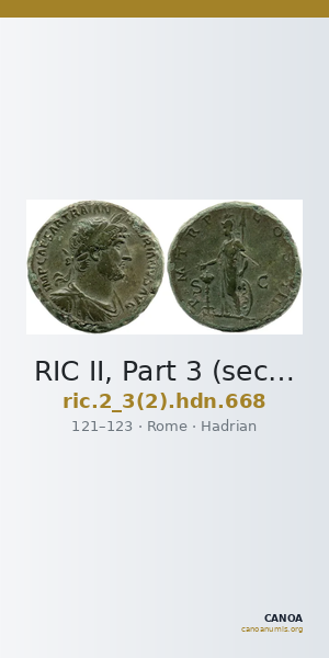 RIC II, Part 3 (second edition) Hadrian 668 — CANOA