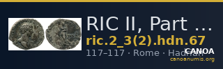 RIC II, Part 3 (second edition) Hadrian 67 — CANOA