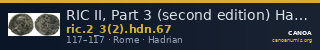 RIC II, Part 3 (second edition) Hadrian 67 — CANOA