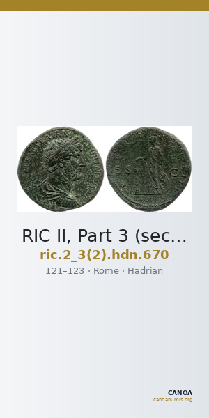 RIC II, Part 3 (second edition) Hadrian 670 — CANOA