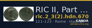 RIC II, Part 3 (second edition) Hadrian 670 — CANOA
