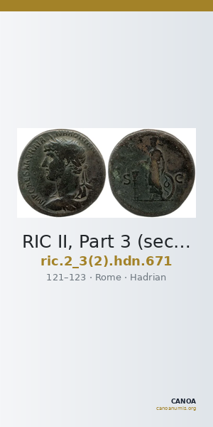 RIC II, Part 3 (second edition) Hadrian 671 — CANOA