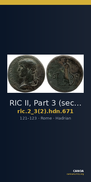 RIC II, Part 3 (second edition) Hadrian 671 — CANOA