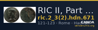 RIC II, Part 3 (second edition) Hadrian 671 — CANOA