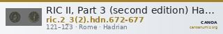 RIC II, Part 3 (second edition) Hadrian 672-677 — CANOA