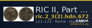 RIC II, Part 3 (second edition) Hadrian 672 — CANOA