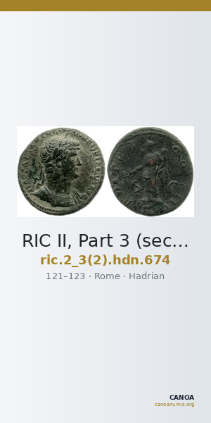 RIC II, Part 3 (second edition) Hadrian 674 — CANOA