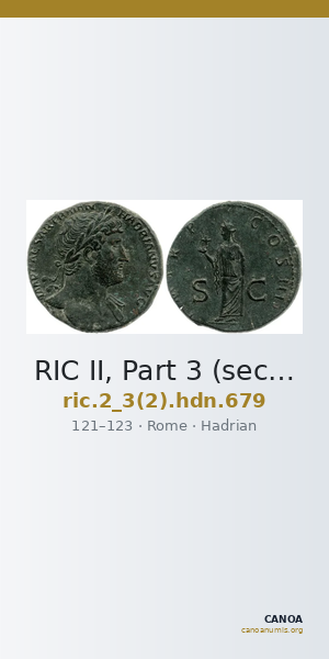 RIC II, Part 3 (second edition) Hadrian 679 — CANOA