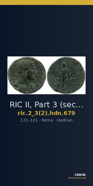 RIC II, Part 3 (second edition) Hadrian 679 — CANOA