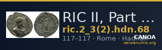 RIC II, Part 3 (second edition) Hadrian 68 — CANOA