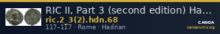RIC II, Part 3 (second edition) Hadrian 68 — CANOA