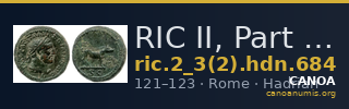 RIC II, Part 3 (second edition) Hadrian 684 — CANOA
