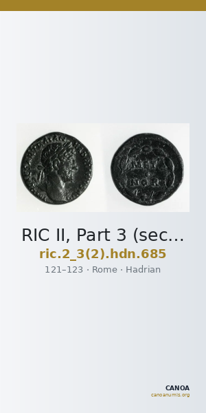 RIC II, Part 3 (second edition) Hadrian 685 — CANOA