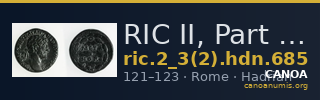 RIC II, Part 3 (second edition) Hadrian 685 — CANOA