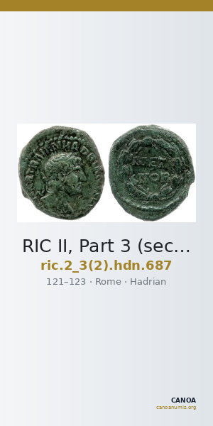 RIC II, Part 3 (second edition) Hadrian 687 — CANOA