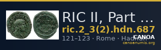 RIC II, Part 3 (second edition) Hadrian 687 — CANOA