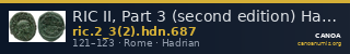 RIC II, Part 3 (second edition) Hadrian 687 — CANOA