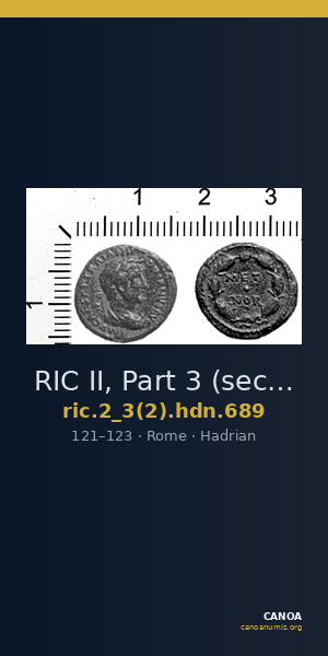 RIC II, Part 3 (second edition) Hadrian 689 — CANOA