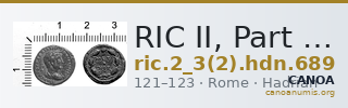 RIC II, Part 3 (second edition) Hadrian 689 — CANOA
