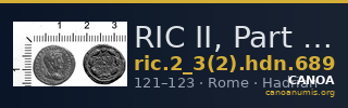 RIC II, Part 3 (second edition) Hadrian 689 — CANOA