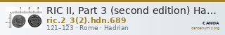 RIC II, Part 3 (second edition) Hadrian 689 — CANOA