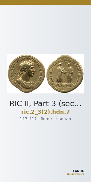 RIC II, Part 3 (second edition) Hadrian 7 — CANOA
