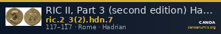 RIC II, Part 3 (second edition) Hadrian 7 — CANOA