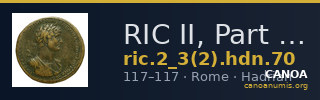 RIC II, Part 3 (second edition) Hadrian 70 — CANOA