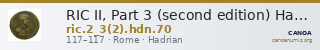 RIC II, Part 3 (second edition) Hadrian 70 — CANOA
