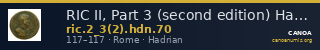 RIC II, Part 3 (second edition) Hadrian 70 — CANOA