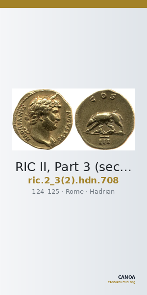 RIC II, Part 3 (second edition) Hadrian 708 — CANOA