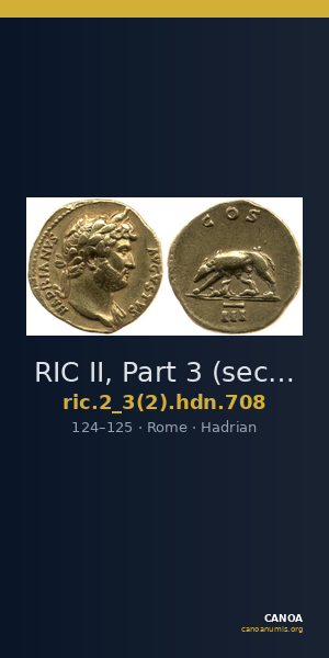 RIC II, Part 3 (second edition) Hadrian 708 — CANOA