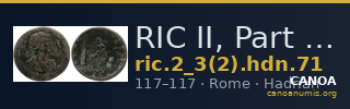 RIC II, Part 3 (second edition) Hadrian 71 — CANOA