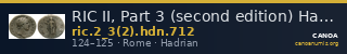 RIC II, Part 3 (second edition) Hadrian 712 — CANOA
