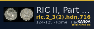 RIC II, Part 3 (second edition) Hadrian 716 — CANOA