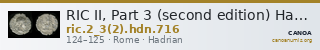 RIC II, Part 3 (second edition) Hadrian 716 — CANOA