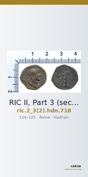 RIC II, Part 3 (second edition) Hadrian 718 — CANOA