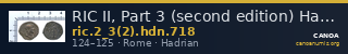 RIC II, Part 3 (second edition) Hadrian 718 — CANOA