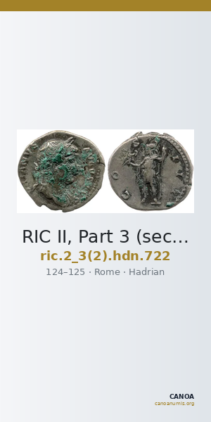 RIC II, Part 3 (second edition) Hadrian 722 — CANOA