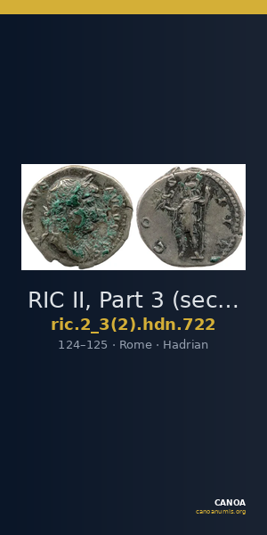 RIC II, Part 3 (second edition) Hadrian 722 — CANOA