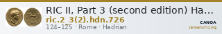 RIC II, Part 3 (second edition) Hadrian 726 — CANOA