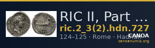 RIC II, Part 3 (second edition) Hadrian 727 — CANOA