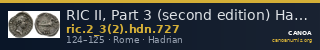 RIC II, Part 3 (second edition) Hadrian 727 — CANOA